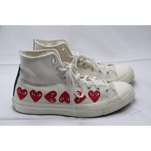 Converse Chuck 70 CDG Hi Shoes Mens 11 Womens 13 White Hearts Sneakers 162972C